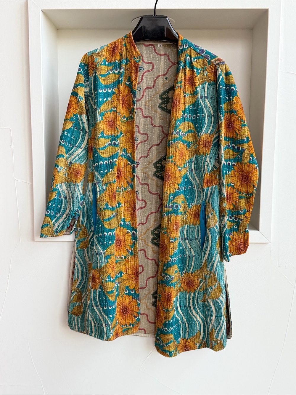 Sunflower Floral Quilted Duster- REVERSABLE